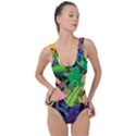 Tropical-exotic-colors-seamless-pattern Side Cut Out Swimsuit View1