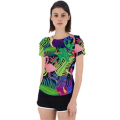 Tropical-exotic-colors-seamless-pattern Back Cut Out Sport Tee