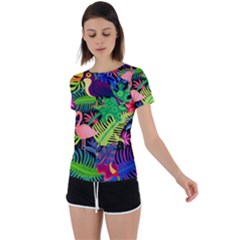 Tropical-exotic-colors-seamless-pattern Back Circle Cutout Sports Tee