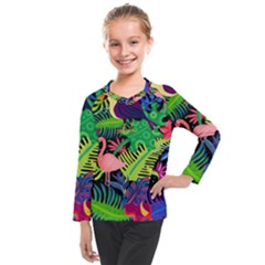 Tropical-exotic-colors-seamless-pattern Kids  Long Mesh Tee