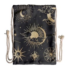 Asian-set-with-clouds-moon-sun-stars-vector-collection-oriental-chinese-japanese-korean-style Drawstring Bag (large) by Vaneshart