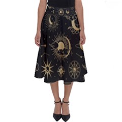 Asian-set-with-clouds-moon-sun-stars-vector-collection-oriental-chinese-japanese-korean-style Perfect Length Midi Skirt by Vaneshart