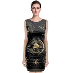 Asian-set-with-clouds-moon-sun-stars-vector-collection-oriental-chinese-japanese-korean-style Sleeveless Velvet Midi Dress by Vaneshart