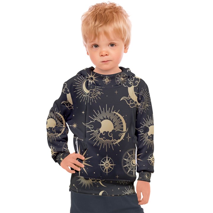 Asian-set-with-clouds-moon-sun-stars-vector-collection-oriental-chinese-japanese-korean-style Kids  Hooded Pullover