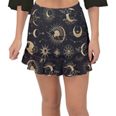 Asian-set-with-clouds-moon-sun-stars-vector-collection-oriental-chinese-japanese-korean-style Fishtail Mini Chiffon Skirt by Vaneshart