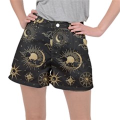 Asian-set-with-clouds-moon-sun-stars-vector-collection-oriental-chinese-japanese-korean-style Ripstop Shorts by Vaneshart