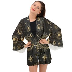 Asian-set-with-clouds-moon-sun-stars-vector-collection-oriental-chinese-japanese-korean-style Long Sleeve Kimono by Vaneshart