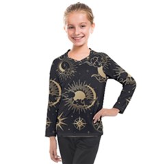 Asian-set-with-clouds-moon-sun-stars-vector-collection-oriental-chinese-japanese-korean-style Kids  Long Mesh Tee