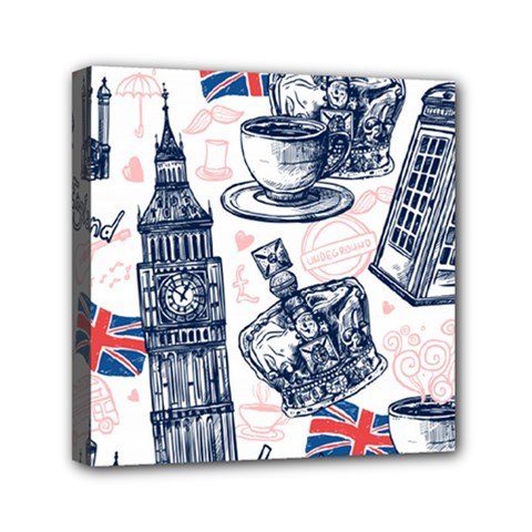 London-seamless-pattern Mini Canvas 6  X 6  (stretched) by Vaneshart