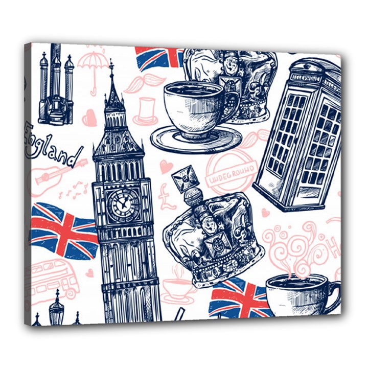 London-seamless-pattern Canvas 24  x 20  (Stretched)