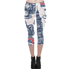 London-seamless-pattern Capri Leggings  by Vaneshart