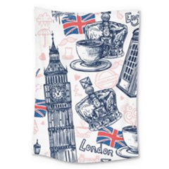 London-seamless-pattern Large Tapestry by Vaneshart