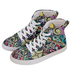 Cartoon-cute-doodles-hand-drawn-auto-service-seamless-pattern Women s Hi-top Skate Sneakers by Vaneshart