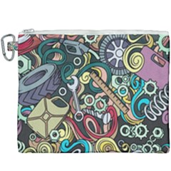 Cartoon-cute-doodles-hand-drawn-auto-service-seamless-pattern Canvas Cosmetic Bag (xxxl) by Vaneshart