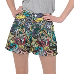 Cartoon-cute-doodles-hand-drawn-auto-service-seamless-pattern Ripstop Shorts by Vaneshart