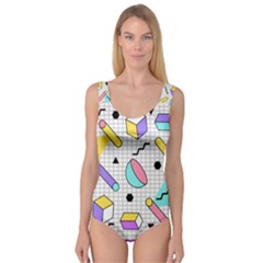 Tridimensional-pastel-shapes-background-memphis-style Princess Tank Leotard  by Vaneshart