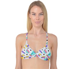 Tridimensional-pastel-shapes-background-memphis-style Reversible Tri Bikini Top by Vaneshart