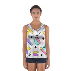 Tridimensional-pastel-shapes-background-memphis-style Sport Tank Top  by Vaneshart