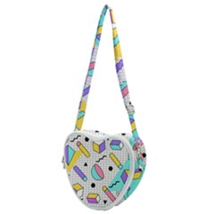 Tridimensional-pastel-shapes-background-memphis-style Heart Shoulder Bag