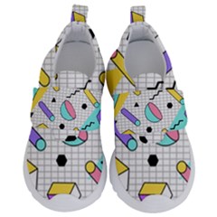 Tridimensional-pastel-shapes-background-memphis-style Kids  Velcro No Lace Shoes by Vaneshart