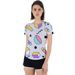 Tridimensional-pastel-shapes-background-memphis-style Back Cut Out Sport Tee