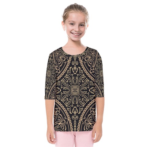 Zentangle-styled-ornament-pattern Kids  Quarter Sleeve Raglan Tee by Vaneshart