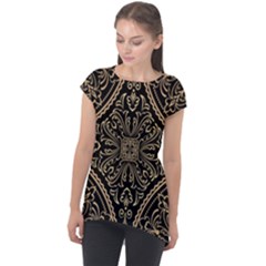 Zentangle-styled-ornament-pattern Cap Sleeve High Low Top