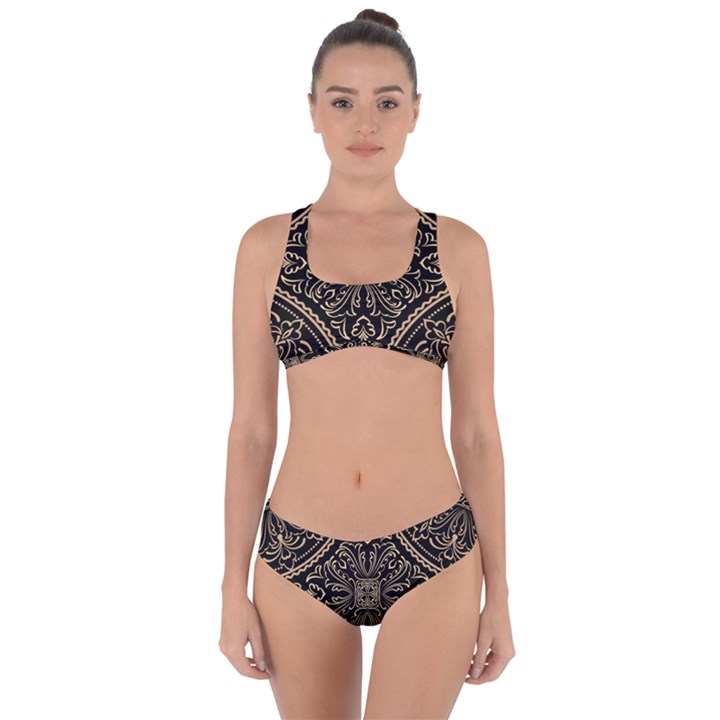 Zentangle-styled-ornament-pattern Criss Cross Bikini Set