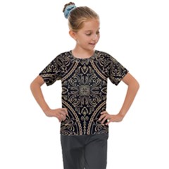 Zentangle-styled-ornament-pattern Kids  Mesh Piece Tee