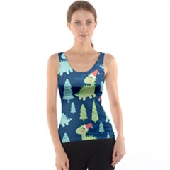 Cute-dinosaurs-animal-seamless-pattern-doodle-dino-winter-theme Tank Top by Vaneshart