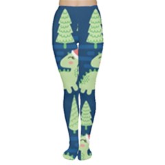 Cute-dinosaurs-animal-seamless-pattern-doodle-dino-winter-theme Tights by Vaneshart