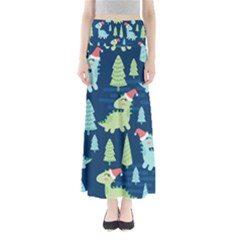 Cute-dinosaurs-animal-seamless-pattern-doodle-dino-winter-theme Full Length Maxi Skirt