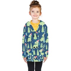 Cute-dinosaurs-animal-seamless-pattern-doodle-dino-winter-theme Kids  Double Breasted Button Coat by Vaneshart