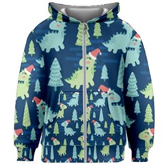 Cute-dinosaurs-animal-seamless-pattern-doodle-dino-winter-theme Kids  Zipper Hoodie Without Drawstring by Vaneshart