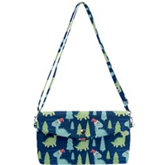 Cute-dinosaurs-animal-seamless-pattern-doodle-dino-winter-theme Removable Strap Clutch Bag