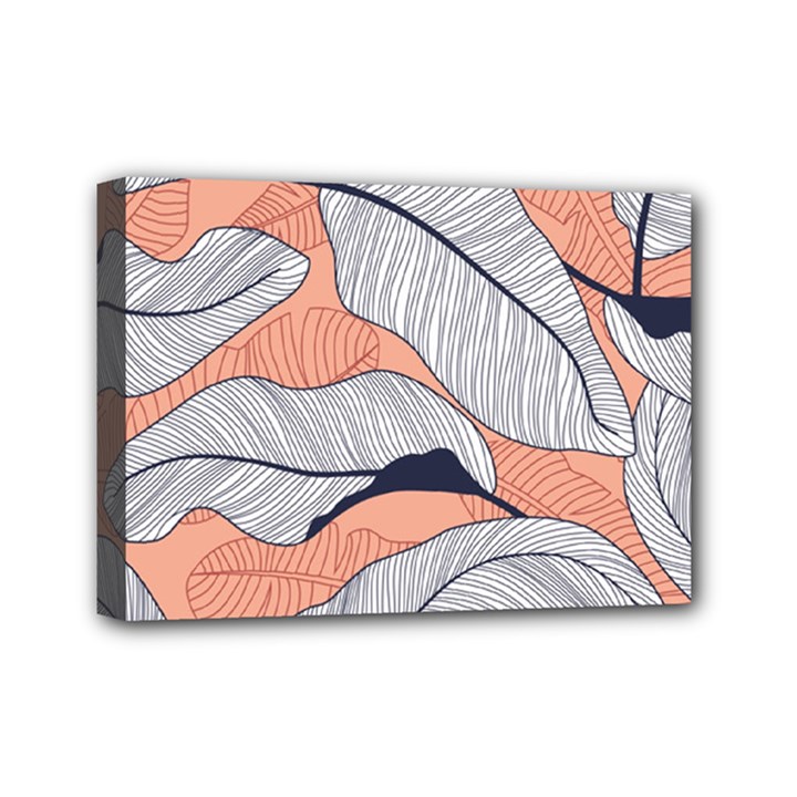 Floral-seamless-pattern-with-leaves-tropical-background Mini Canvas 7  x 5  (Stretched)