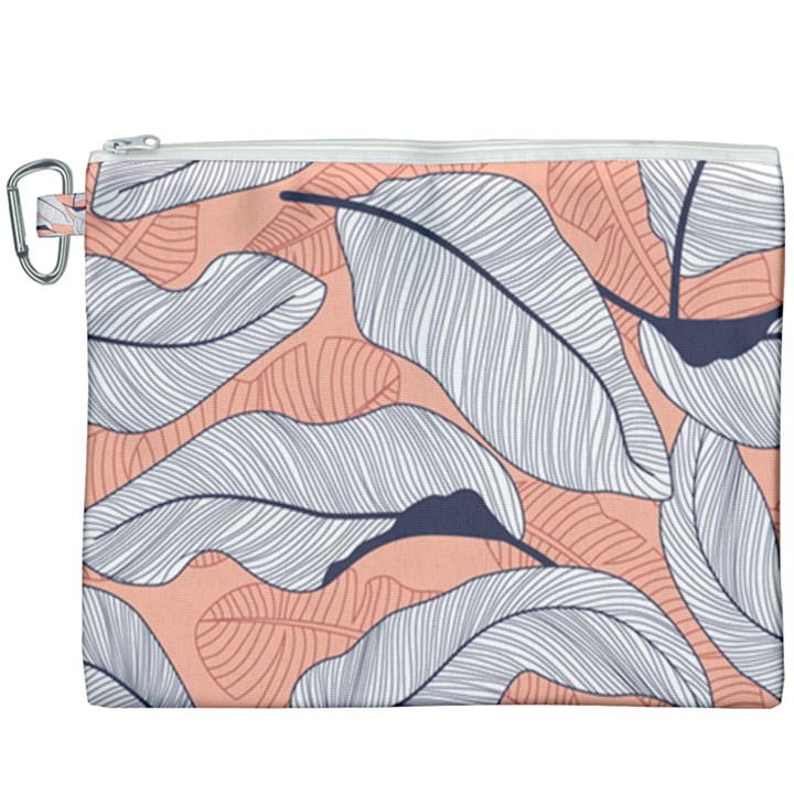 Floral-seamless-pattern-with-leaves-tropical-background Canvas Cosmetic Bag (XXXL)