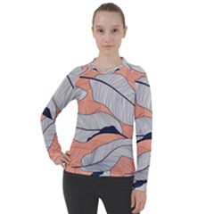 Floral-seamless-pattern-with-leaves-tropical-background Women s Pique Long Sleeve Tee