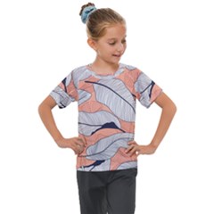 Floral-seamless-pattern-with-leaves-tropical-background Kids  Mesh Piece Tee