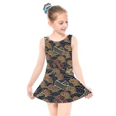 Oriental-traditional-seamless-pattern Kids  Skater Dress Swimsuit by Vaneshart