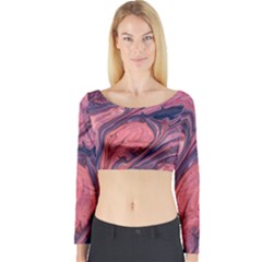 Abstract-colorful-painting-background-closeup Long Sleeve Crop Top