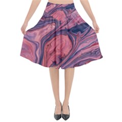 Abstract-colorful-painting-background-closeup Flared Midi Skirt