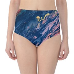 Liquid-abstract-paint-texture Classic High-waist Bikini Bottoms by Vaneshart