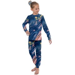 Liquid-abstract-paint-texture Kids  Long Sleeve Set 