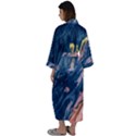 Liquid-abstract-paint-texture Maxi Satin Kimono View2