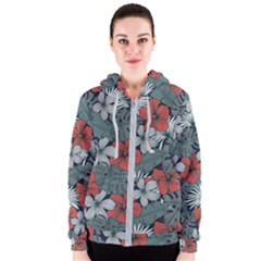 Seamless-floral-pattern-with-tropical-flowers Women s Zipper Hoodie by Vaneshart