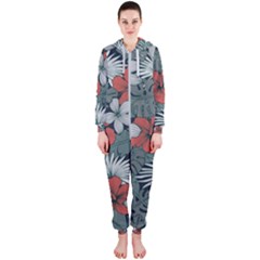 Seamless-floral-pattern-with-tropical-flowers Hooded Jumpsuit (ladies) 