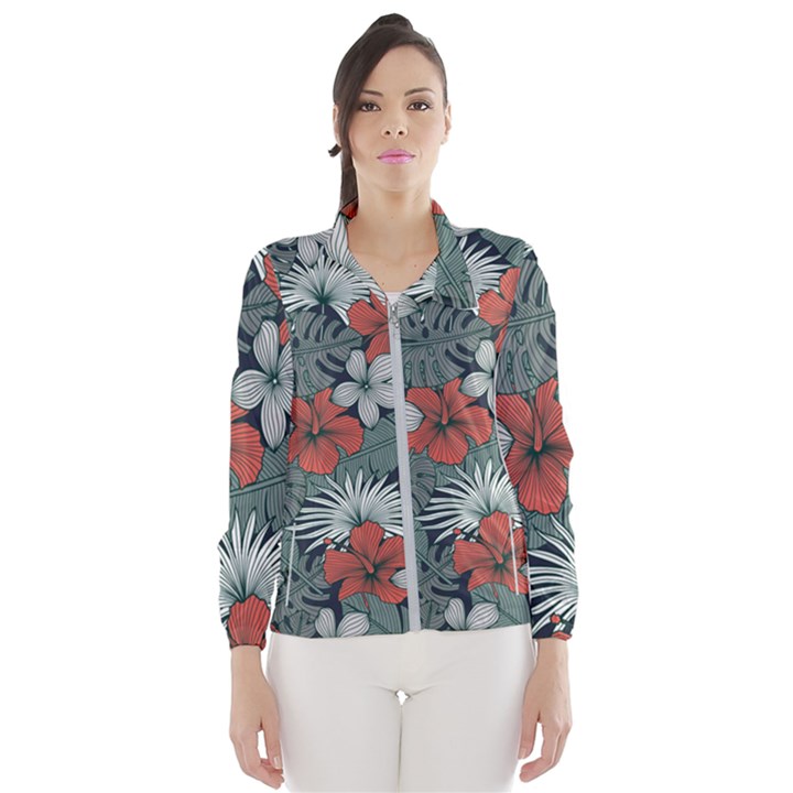 Seamless-floral-pattern-with-tropical-flowers Women s Windbreaker