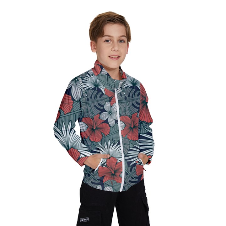 Seamless-floral-pattern-with-tropical-flowers Kids  Windbreaker