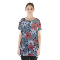 Seamless-floral-pattern-with-tropical-flowers Skirt Hem Sports Top by Vaneshart